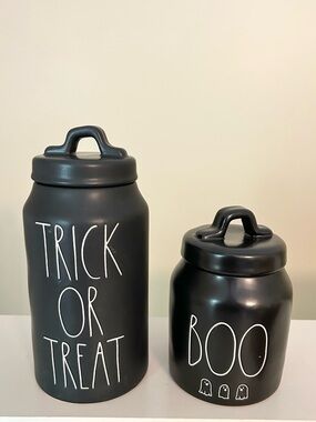 Rae Dunn trick or treat boo ghost canisters